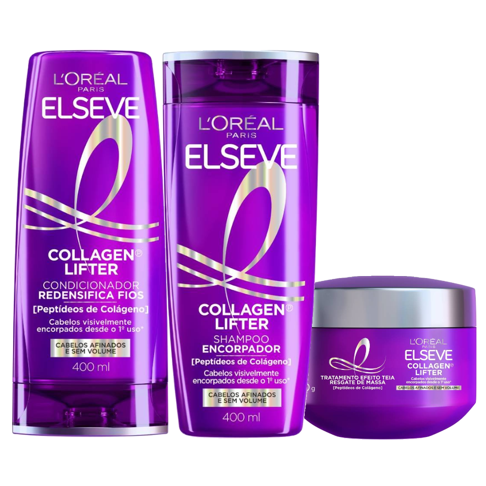 Kit Elseve Collagen Lifter Shampoo 400ml + Condicionador 400ml + Máscara De Tratamento 300g
