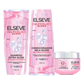Kit Elseve Creme De Tratamento L'oreal Paris Glycolic Gloss 300g + Condicionador 400ml + Shampoo 400ml
