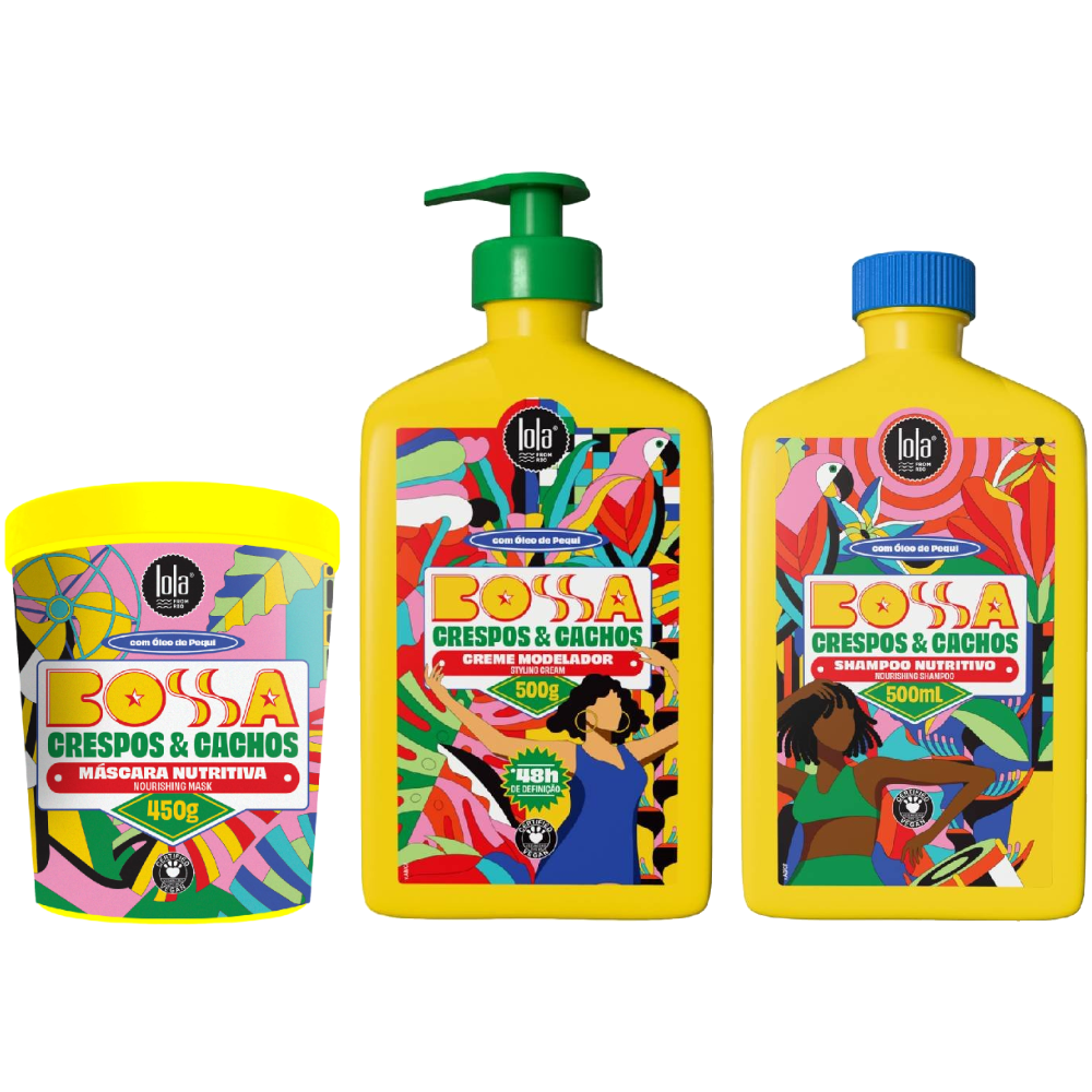 Kit Lola Cosmetics Bossa Máscara De Tratamento Capilar 450g + Creme Modelador Capilar 500g Grátis Shampoo 500ml