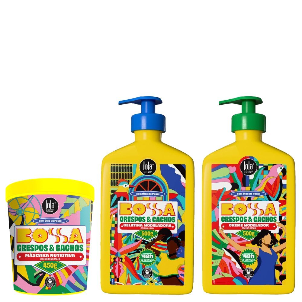 Kit Lola Cosmetics Bossa Máscara De Tratamento Capilar 450g + Gelatina Modeladora Capilar 500g Grátis Creme Modelador Capilar 500g