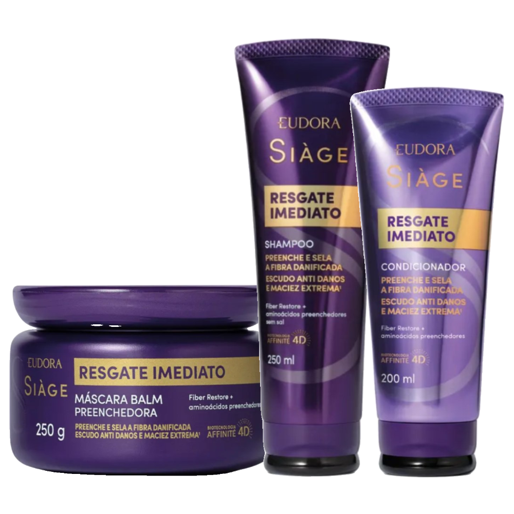 Kit Eudora Siage Resgate Imediato Shampoo 250ml + Condicionador 200ml + Máscara De Tratamento Capilar 250g