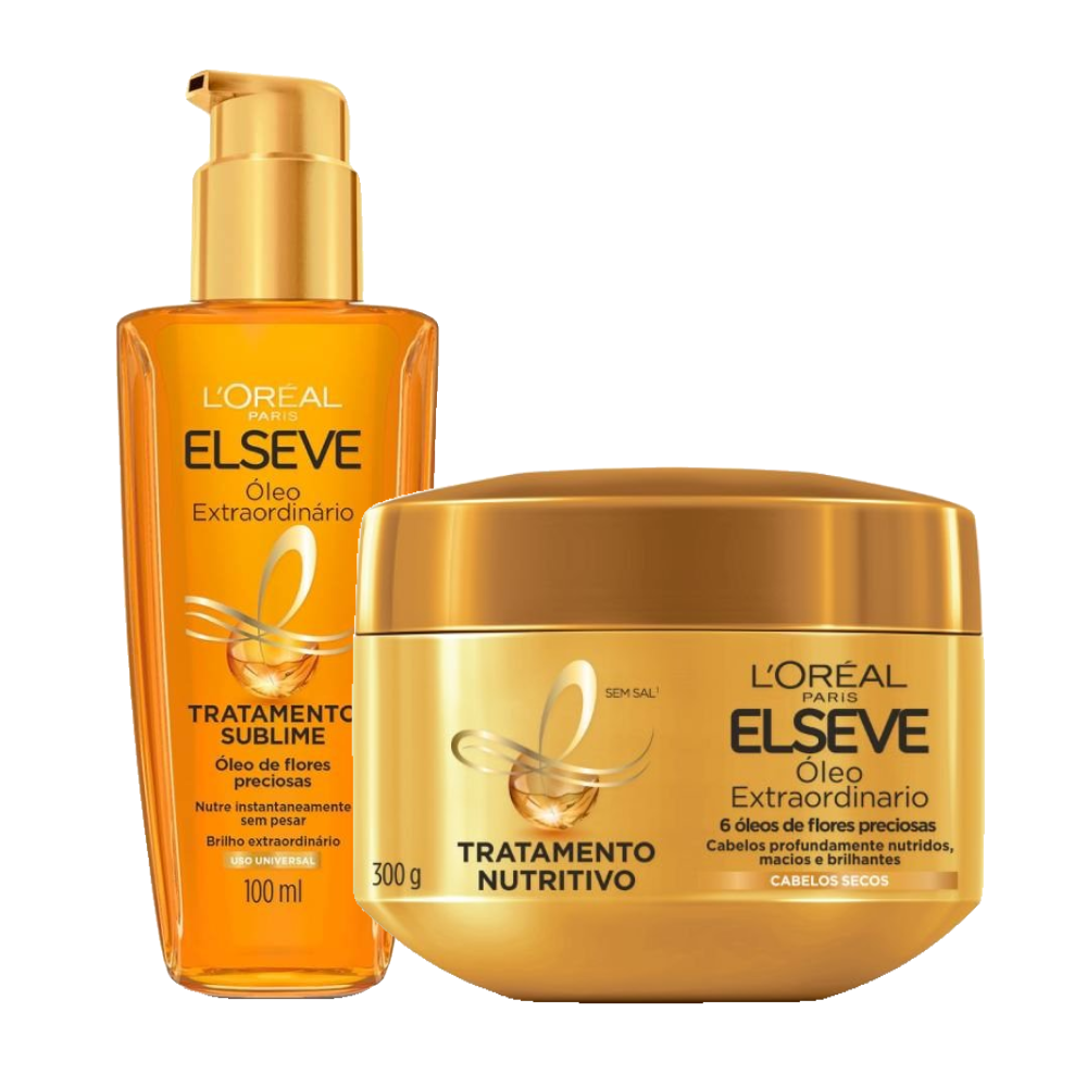 Kit Elseve Óleo Extraordinário Capilar Tratamento Reconstrutor L'oréal Paris 100ml + Creme De Tratamento L'oréal Paris Óleo Extraordinário Nutrição Intensa 300g