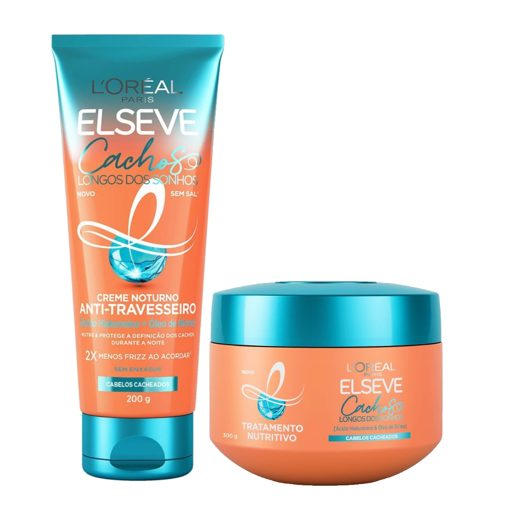 Kit Elseve Creme De Tratamento L'oréal Paris Cachos Longos Dos Sonhos 300ml + Creme Noturno Anti Travesseiro 200ml