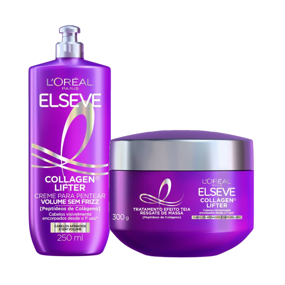 Kit Elseve Creme Para Pentear Collagen Lifter 250ml + Máscara De Tratamento Collagen Lifter 300g
