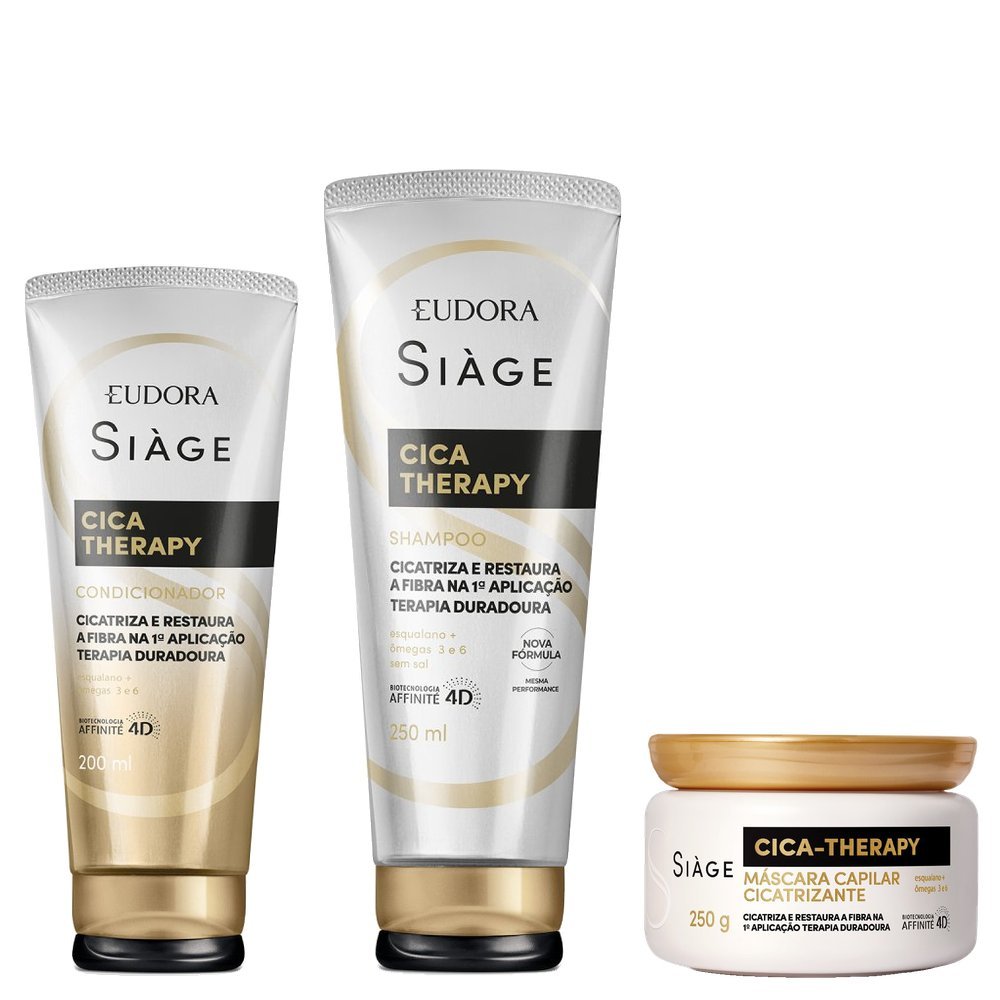 Kit Eudora Siage Condicionador Cica-therapy 200ml + Máscara De Tratamento Cica-therapy 250g + Shampoo Cica-therapy 250ml