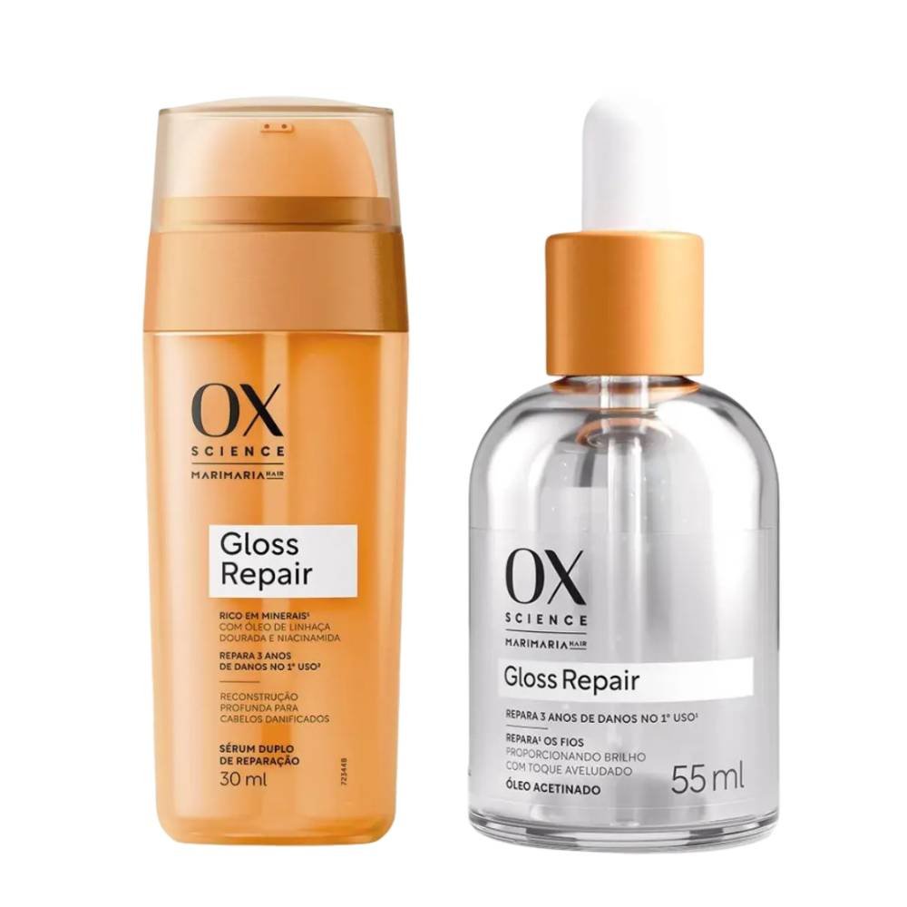Kit Óleo Capilar Ox Mari Maria Science Gloss Repair 55ml + Sérum Capilar Ox Mari Maria Science Gloss Repair 30ml