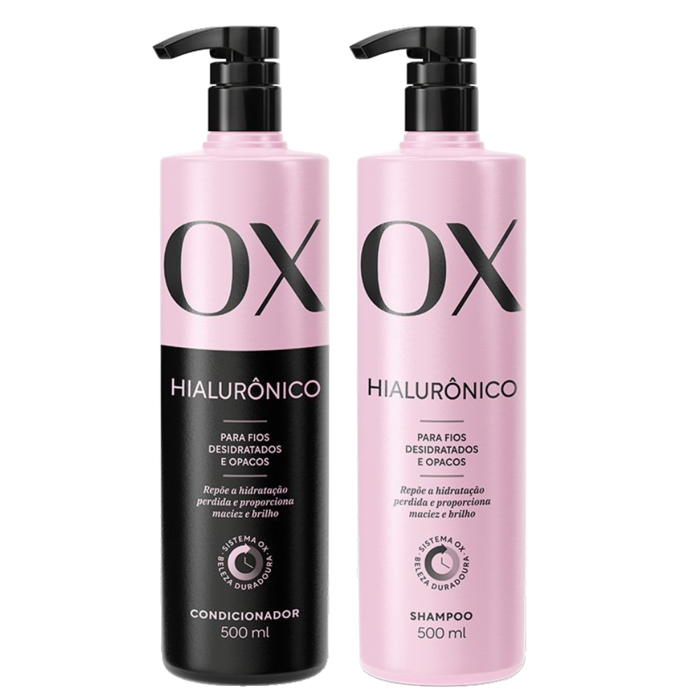 Kit Shampoo Ox Hialurônico 500ml + Condicionador Ox Hialurônico 500ml