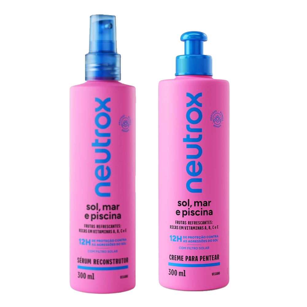 Kit Neutrox Creme Para Pentear Sol, Mar E Piscina 300ml + Sérum Reconstrutor Capilar Sol, Mar E Piscina 300ml