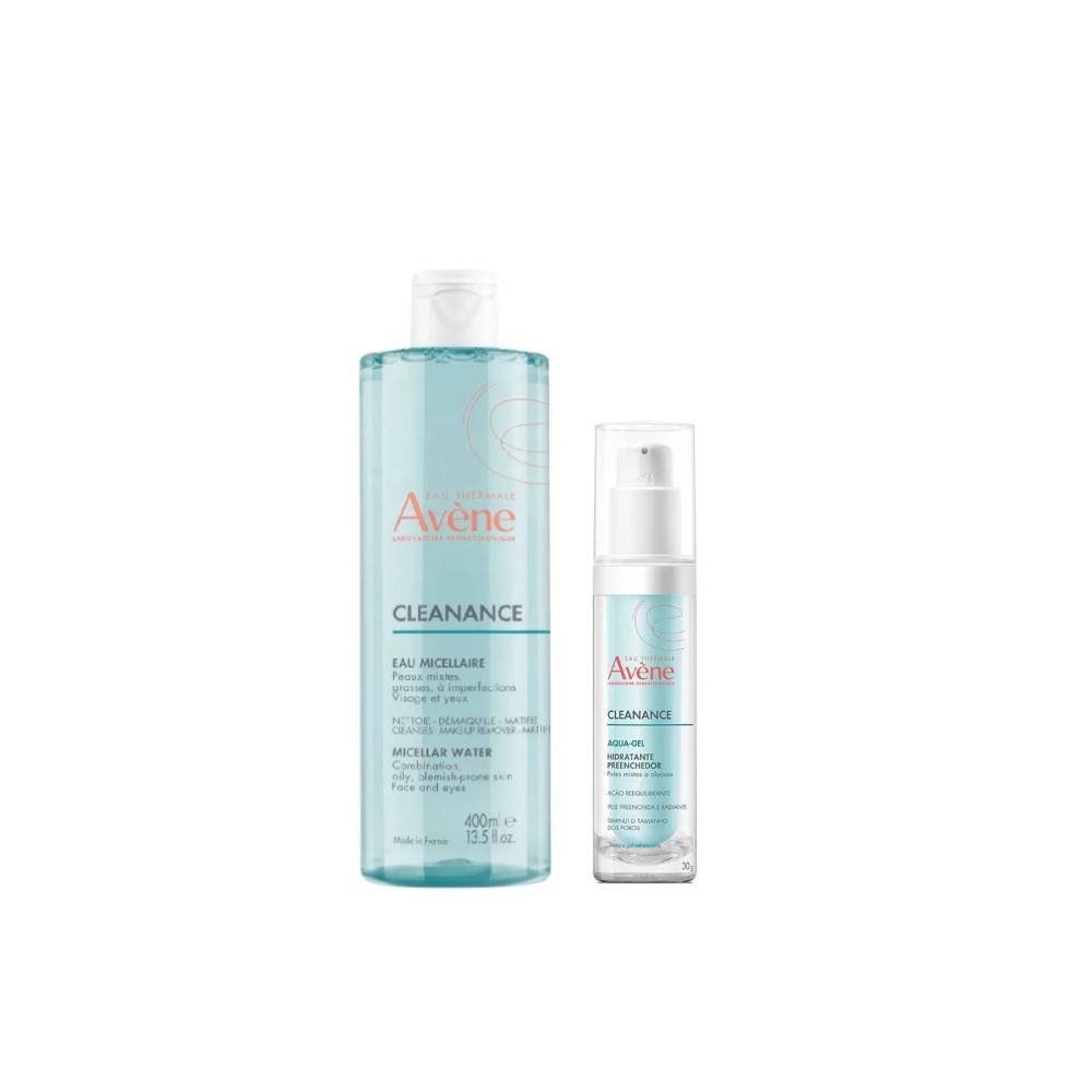Kit Avene Água Micelar Avène Cleanance 400ml + Hidratante Preenchedor Facial Cleanance Aqua Gel 30g