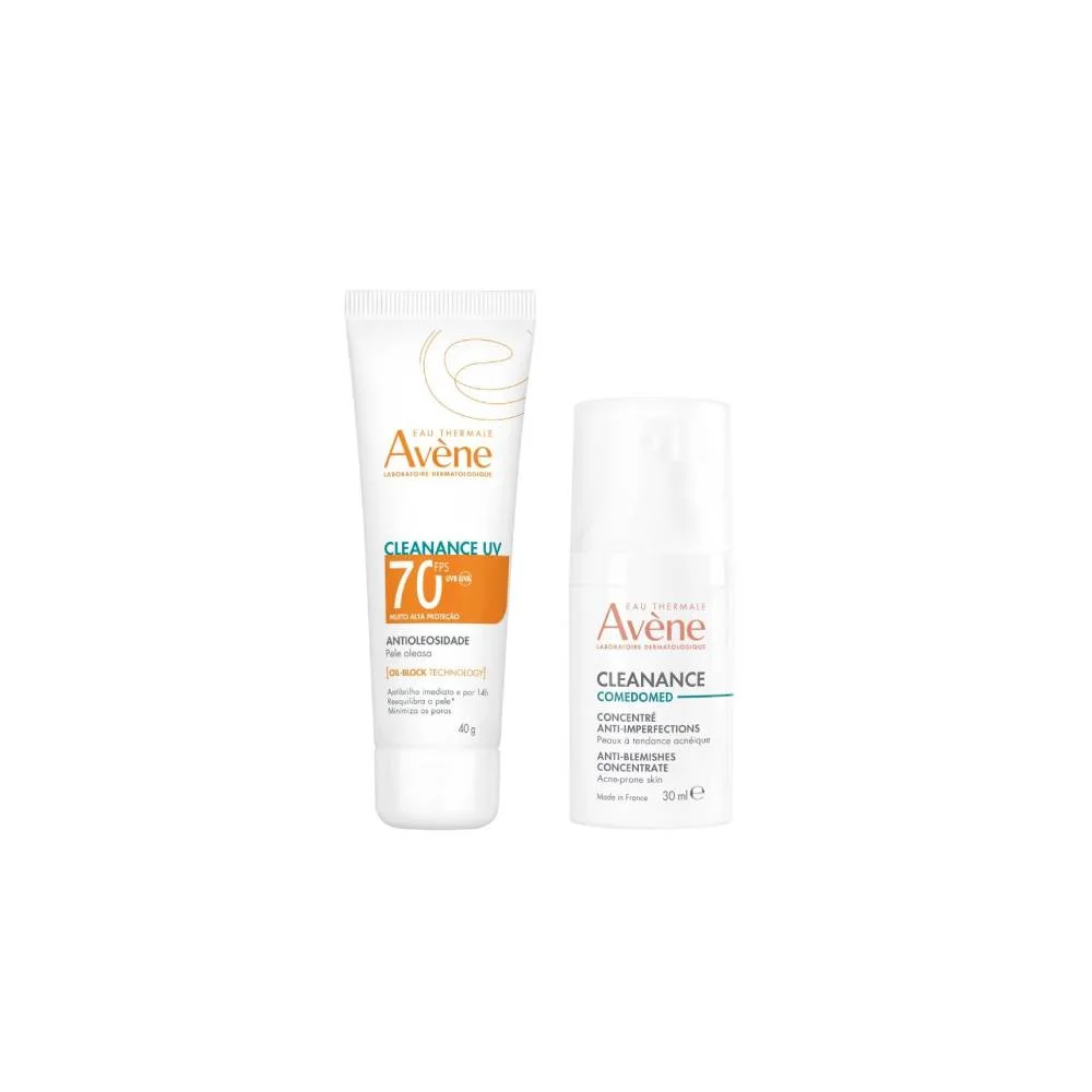 Kit Avene Sérum Corretor Cleanance Comedomed 30ml + Protetor Solar Facial Avène Cleanance Uv Antioleosidade Fps70 40g
