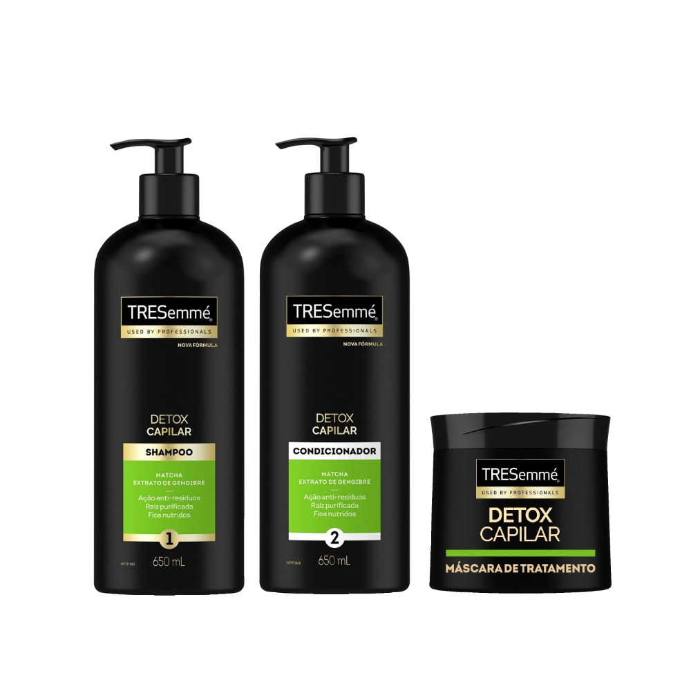 Kit Tresemme Shampoo Detox Capilar 650ml + Mascara De Tratamento Detox Capilar 400g + Condicionador Detox Capilar 650ml