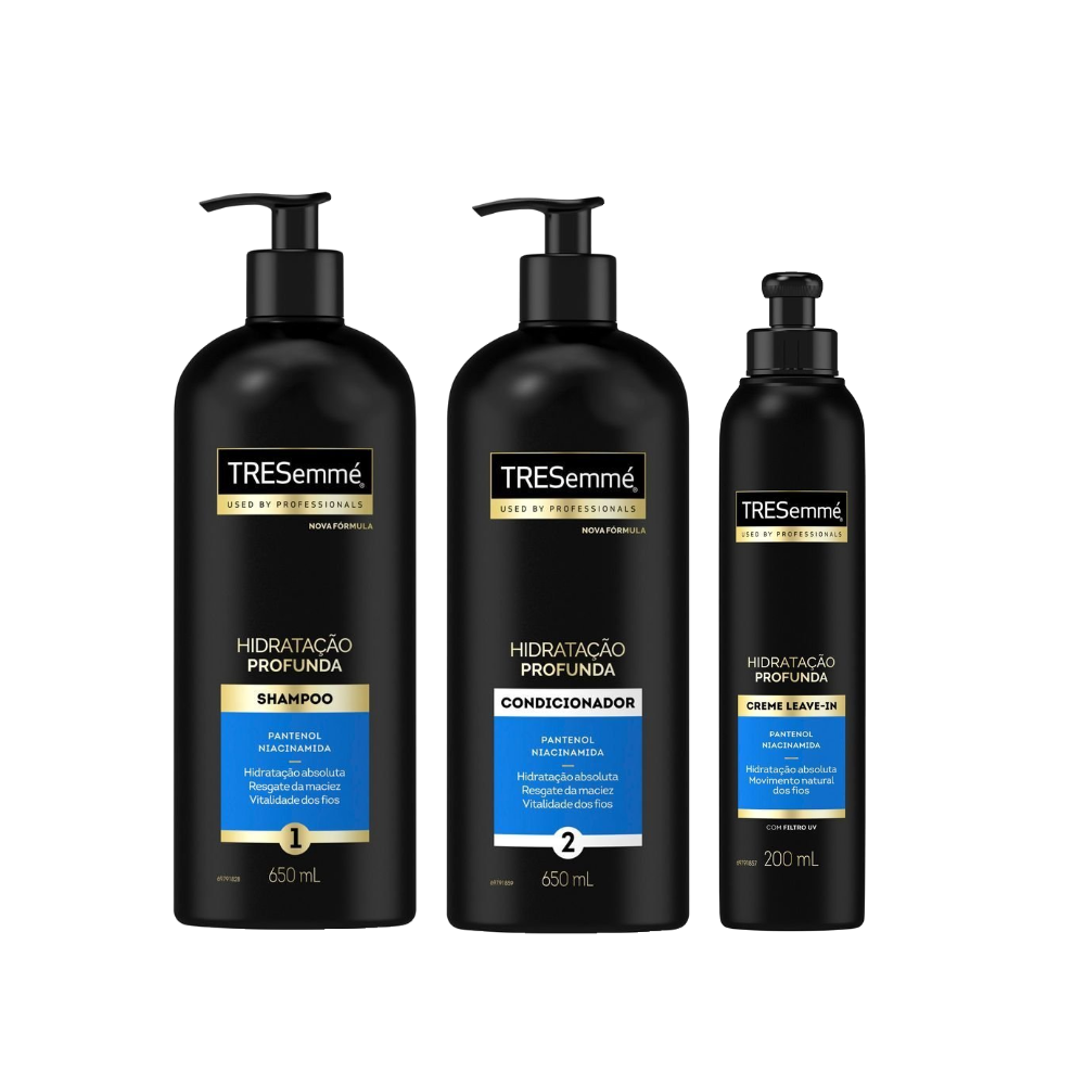 Kit Tresemme Condicionador Hidratacao Profunda 650ml + Creme Leave-in Tresemmé Hidratação Profunda 200ml + Shampoo Hidratacao Profunda 650ml
