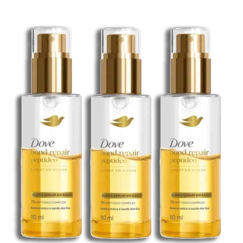 Kit Óleo E Sérum Capilar Bifásico Dove Bond Repair + Peptídeo 110ml - 3 Unidades