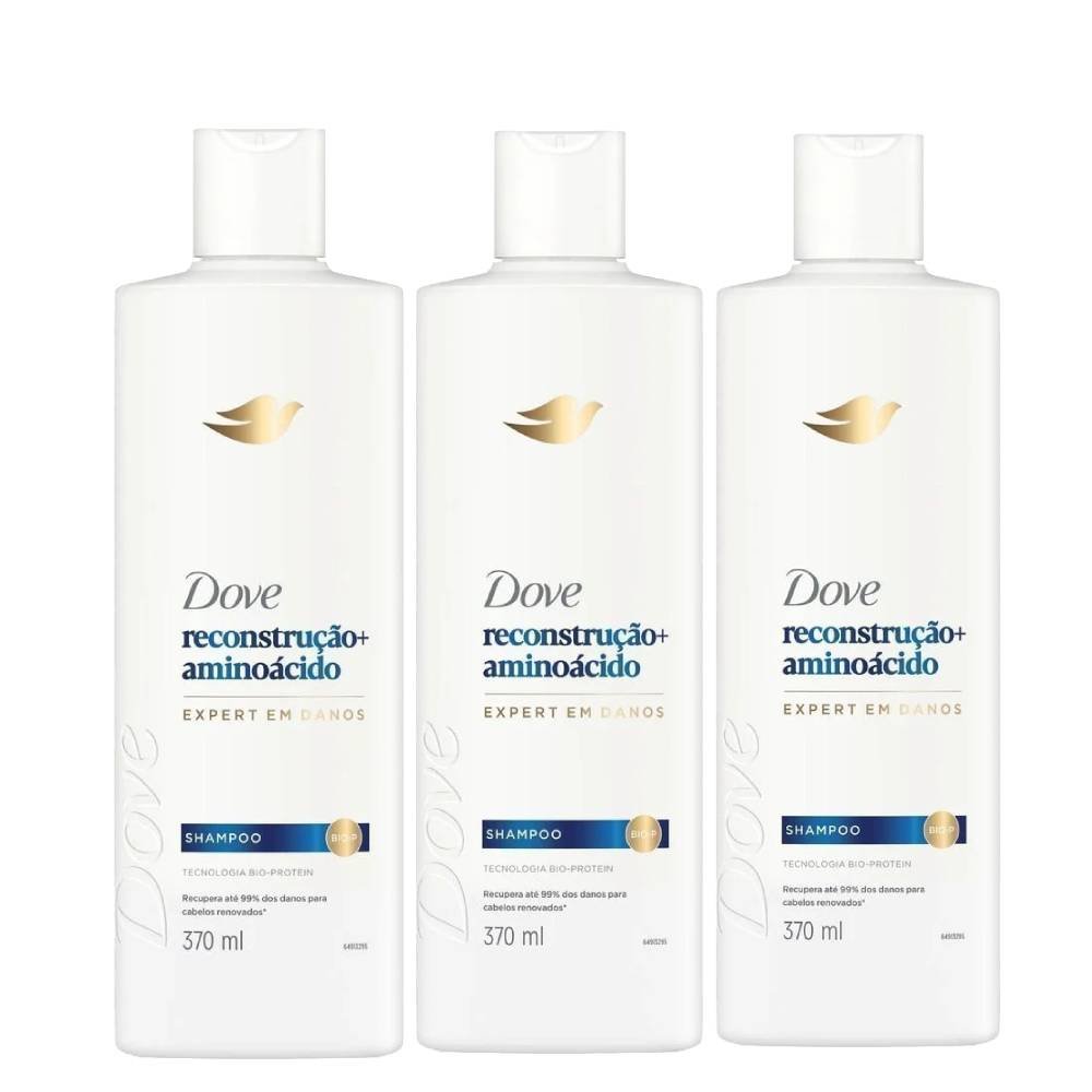 Kit 3 Shampoo Dove Reconstrução+aminoácido 370ml