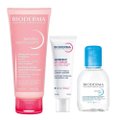 Kit Bioderma Água Micelar Hydrabio H2o 100ml + Gel De Limpeza Facial Micelar Calmante E Hidratante Sensibio Gel Moussant 100ml + Creme Facial Cuidado Diário Antivermelhidão Sensibio Ar 40ml
