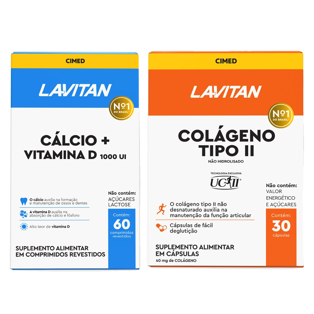 Kit Lavitan Suplemento Alimentar Cálcio + Vitamina D 1000 Ui Com 60 Comprimidos + Suplemento Alimentar Colágeno Tipo Ii Com 30 Cápsulas