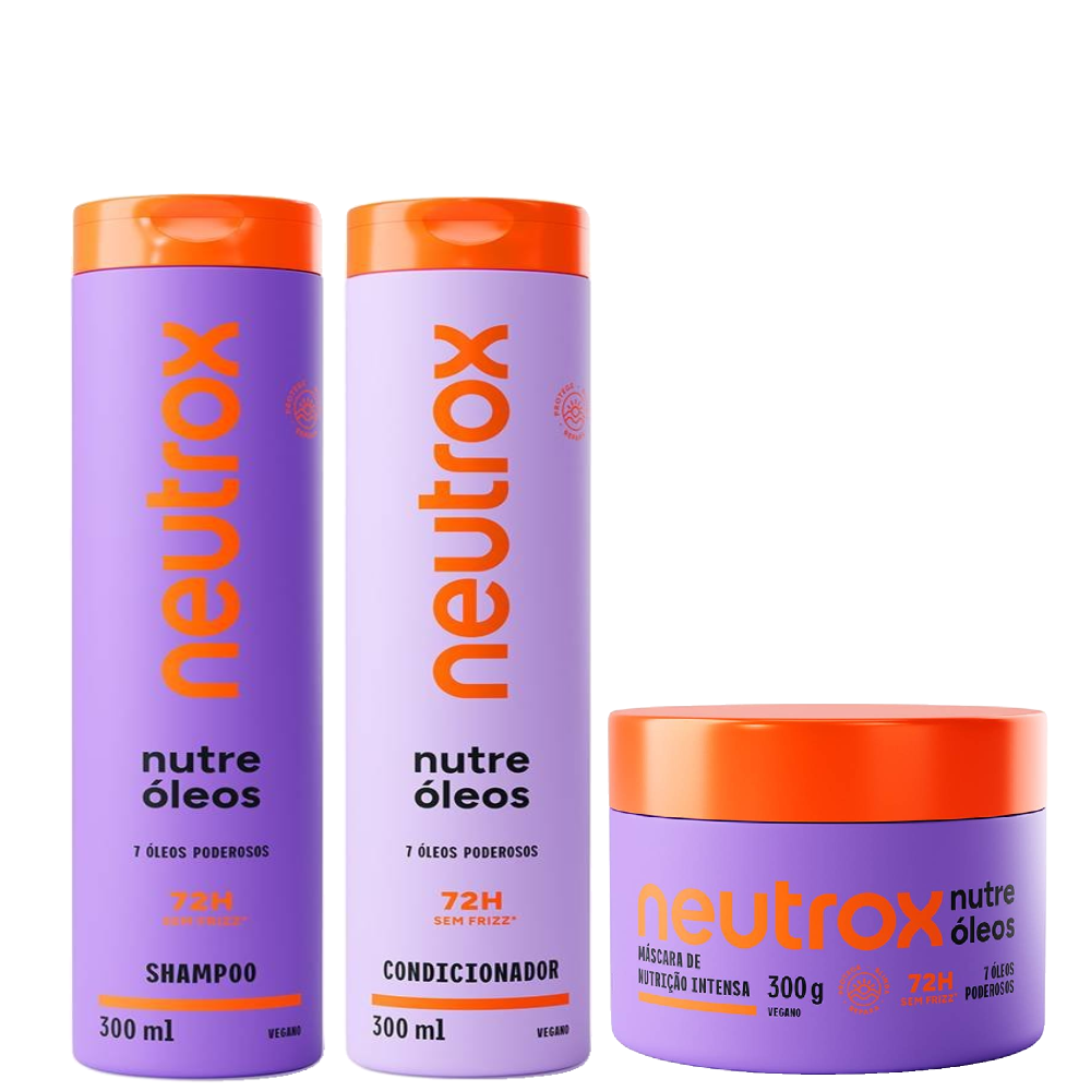 Kit Neutrox Condicionador Nutre Óleos 300ml + Shampoo 300ml + Creme De Tratamento 300g