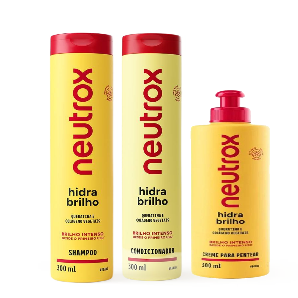 Neutrox Condicionador Hidra Brilho 300ml + Creme Para Pentear 300ml + Shampoo 300ml