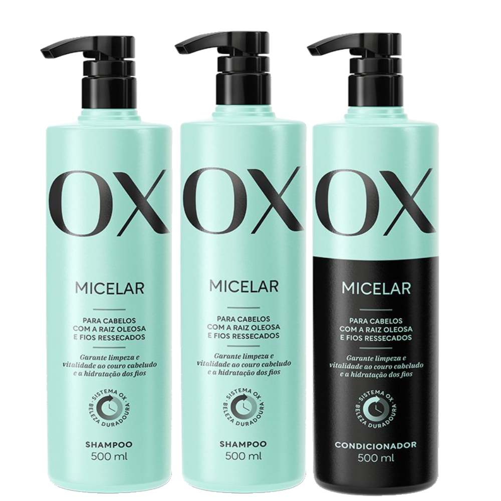 Kit 2 Shampoo Ox Micelar 500ml + Condicionador 500ml