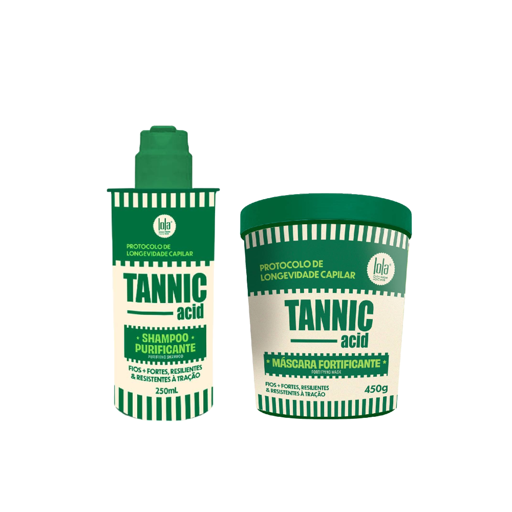 Kit Lola Cosmetics Máscara Capilar Fortificante Tannic Acid 450g + Shampoo Tannic Acid 250ml