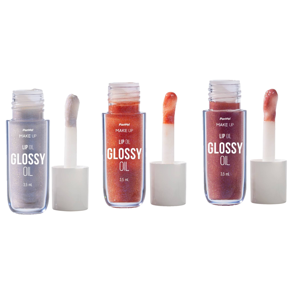 Kit Panvel Lip Oil Make Up Lush 3,5ml + Lip Oil Make Up Shimmer 3,5ml + Lip Oil Make Up Glam 3,5ml