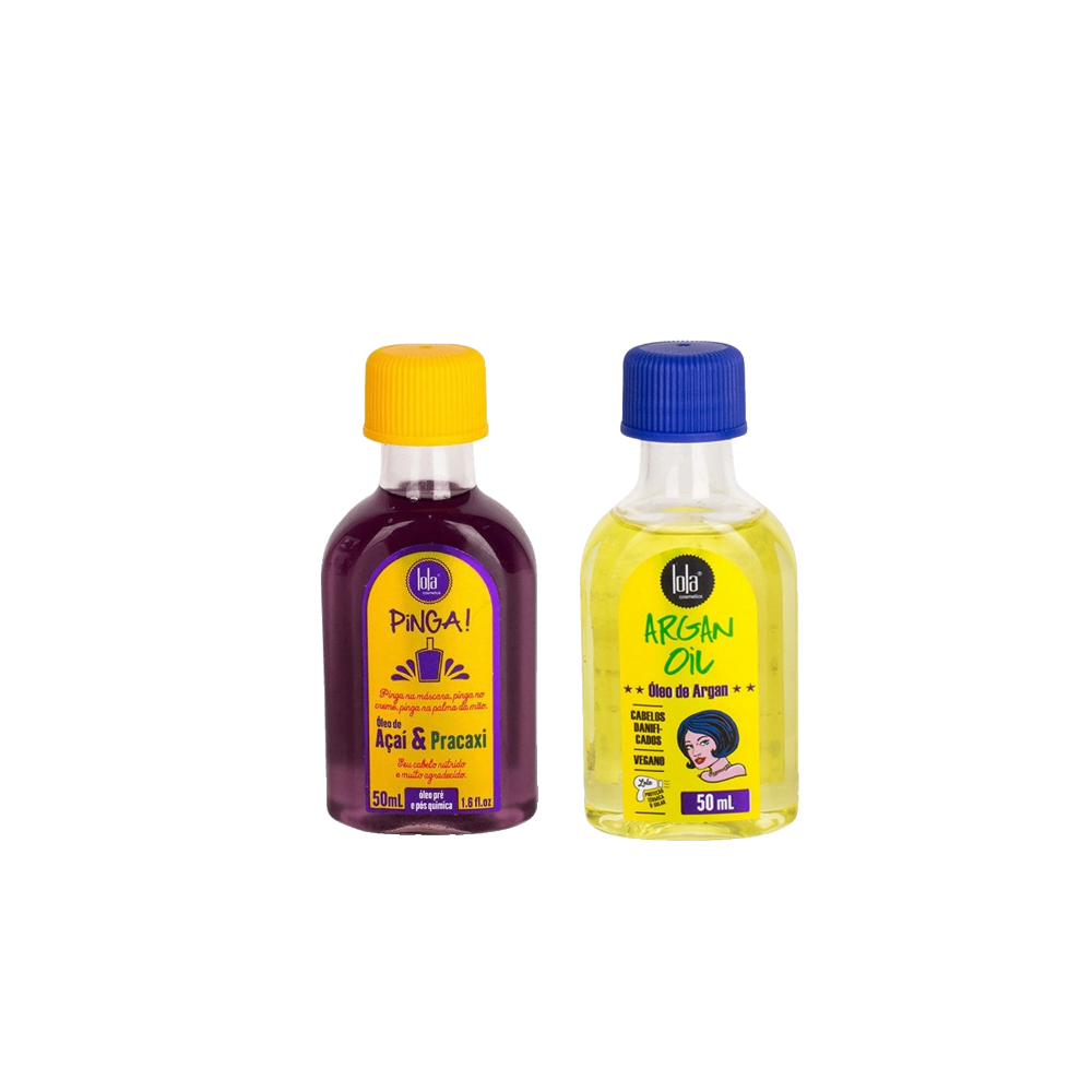 Kit Lola Cosmetics Óleo Capilar Argan Oil 50ml + Óleo Capilar Reparador Pinga Açaí E Pracaxi 50ml