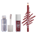 Kit Panvel Lip Oil Make Up Shimmer 3,5Ml + Lápis Para Contorno Labial Vinho Bordô Make Up 1G + Batom Líquido Soft Velvet Vinho Icônico Make Up 3,5Ml