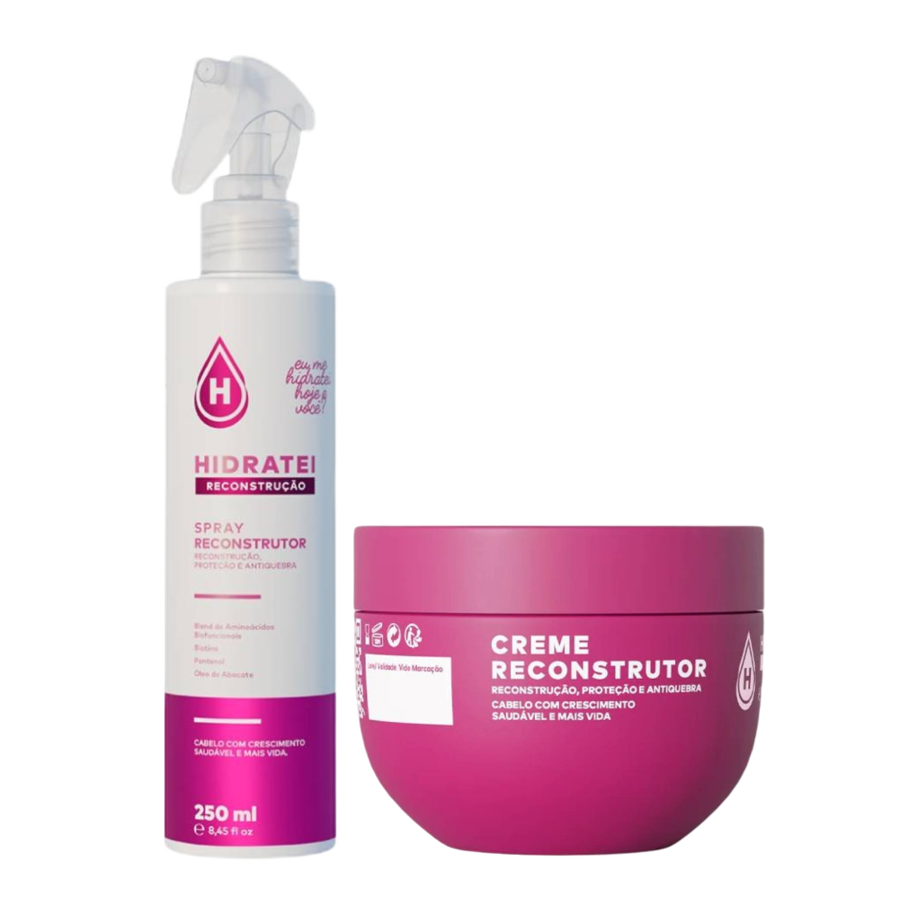 Kit Hidratei Creme Capilar Reconstrução 250g + Spray Reconstrutor Capilar  250ml