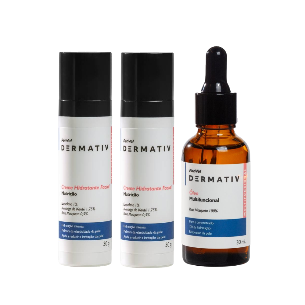Kit 2 Hidratantes Panvel Facial Rosa Mosqueta Dermativ 30g + Óleo Facial Rosa Mosqueta 100% 30ml