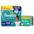 Kit Chá De Fralda Xxg Pampers Lenço Umedecido Aloe Vera 4 Pacotes Com cada 48 Unidades + Fralda Confort Sec Ultra Xxg 148 Unidades