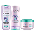 Kit Elseve Creme De Tratamento Pure Hialuronico 300G + Shampoo 400Ml + Condicionador 400Ml