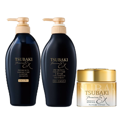 Kit Capilar Tsubaki Premium Ex Intensive Repair Shampoo 450Ml + Condicionador 450Ml + Máscara de Tratamento Capilar 180G