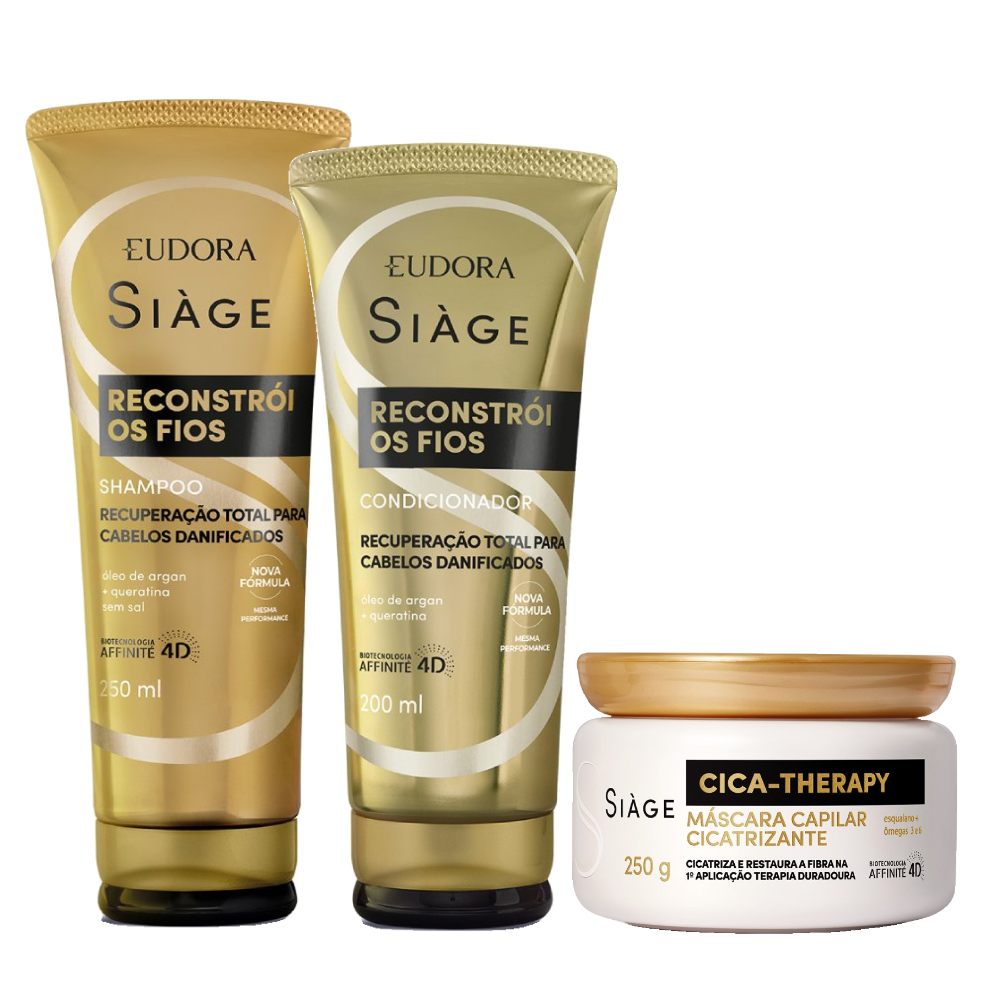 Kit Eudora Siage Shampoo Eudora Siàge Reconstrói Os Fios 250ml + Condicionador 200ml + Máscara De Tratamento 250g