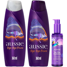 Kit Capilar Aussie Bye Bye Frizz Shampoo 360Ml + Condicionador 360Ml + Leave-In E Sérum Capilar Hydro Mania 95Ml