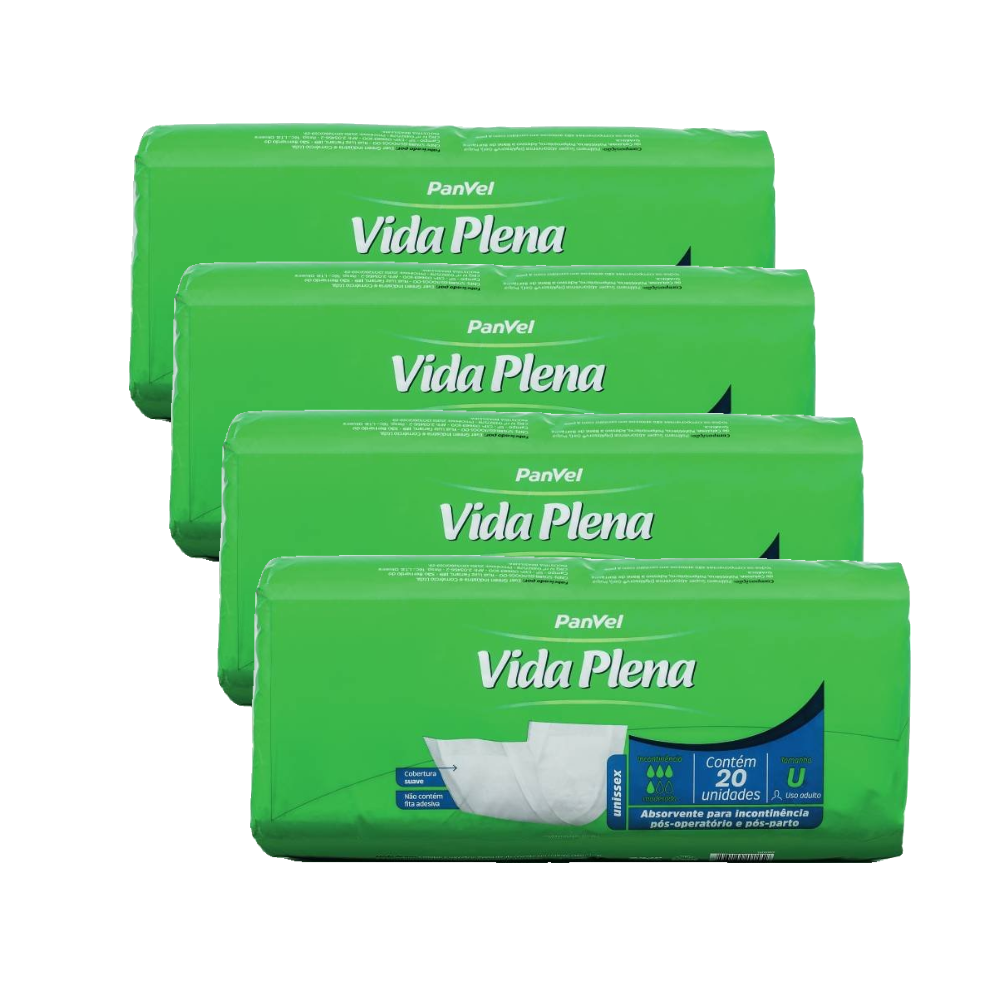 Kit Absorvente Para Incontinência Panvel Vida Plena Sem Fita Adesiva 80unidades (4 Pacotes De 20 Unidades)
