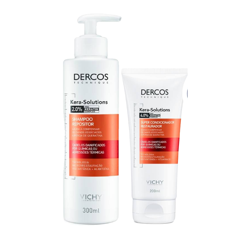 Kit Vichy Shampoo Dercos Kera Solutions 300ml + Condicionador 200ml