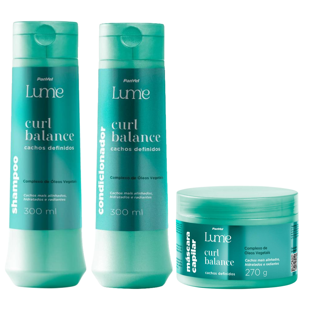 Kit Panvel Condicionador Curl Balance Lume 300ml + Máscara Capilar 270g + Shampoo 300ml