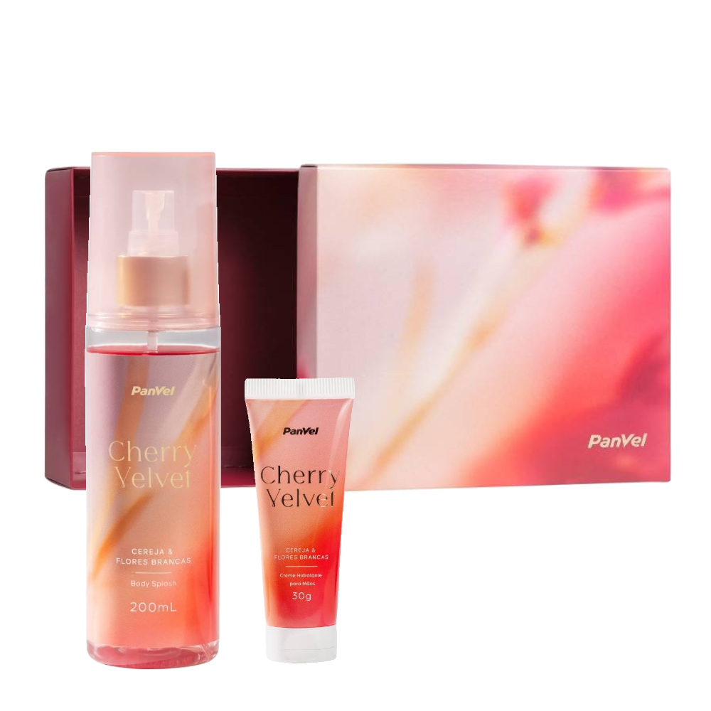 Kit Panvel Dia Das Mães Spray Desodorante Corporal Cherry Velvet 200ml + Creme Desodorante Para Mãos Cherry Velvet 30g + Caixa Presenteável Mães 