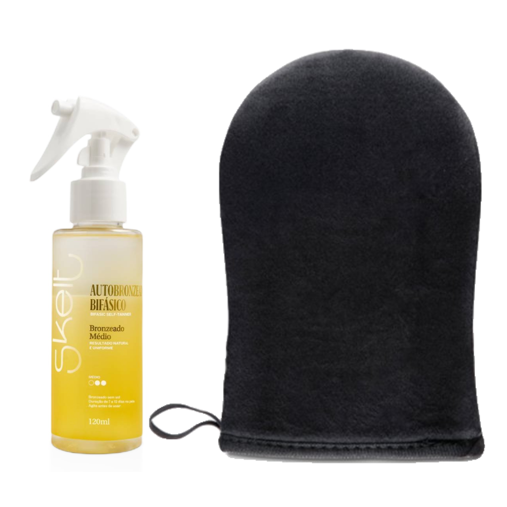 Kit Skelt Luva Aplicadora 1 Unidade + Autobronzeador Bifásico 120ml