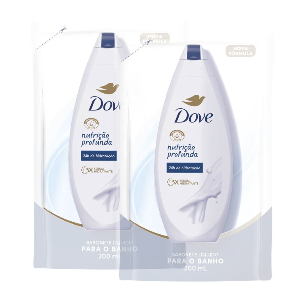 Kit Sabonete Líquido Dove Nutrição Profunda Refil 200ml 2 Unidades