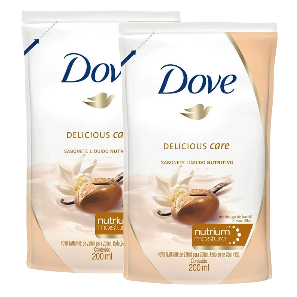 Kit Sabonete Líquido Dove Karité Baunilha Refil 200ml 2 Unidades