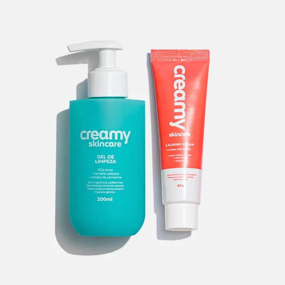 Kit Creamy Gel Creme Hidratante Calming Cream 40g + Gel De Limpeza Facial 200ml