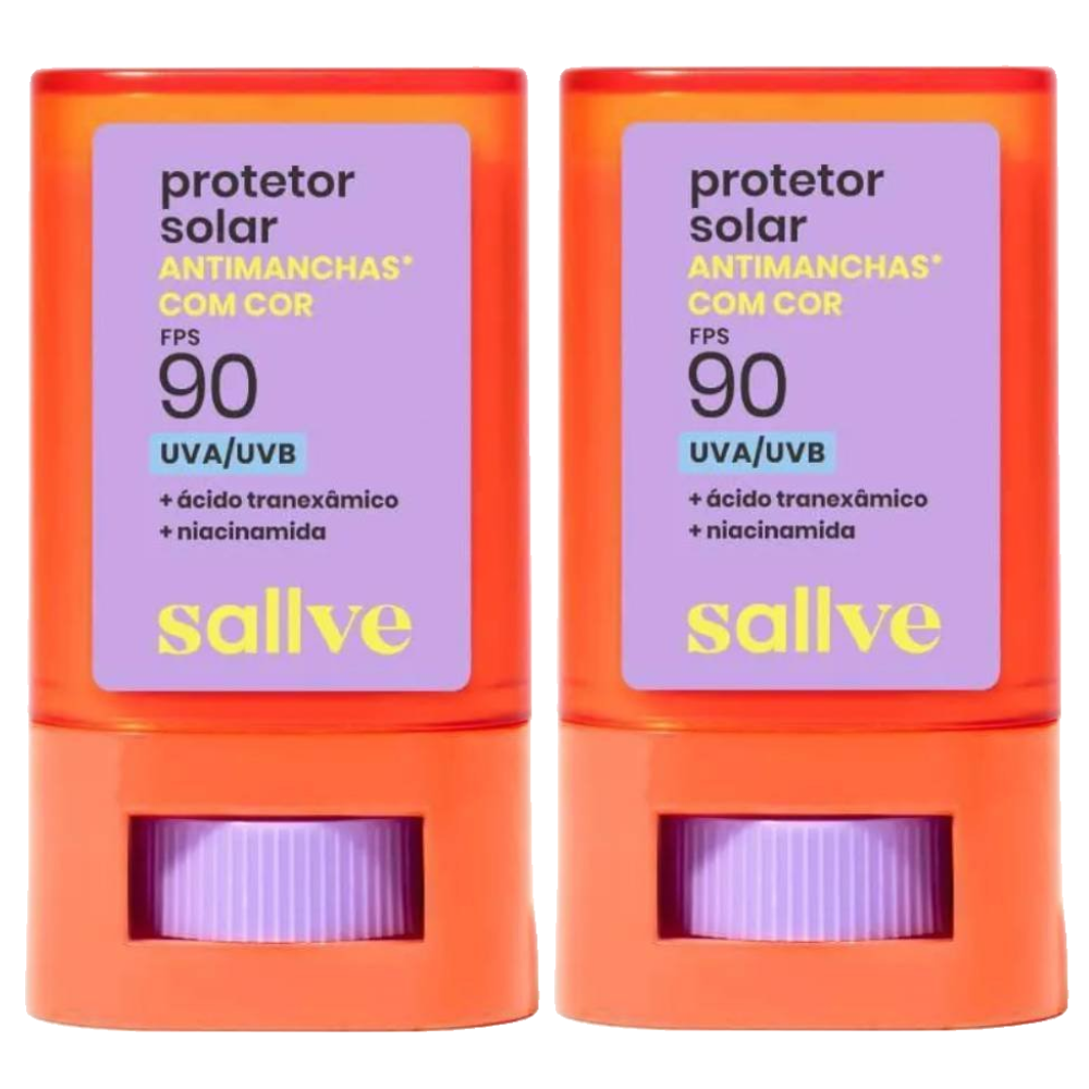 Kit Protetor Solar Facial Stick Sallve Cor 5 Fps 90 15g 2 Unidades