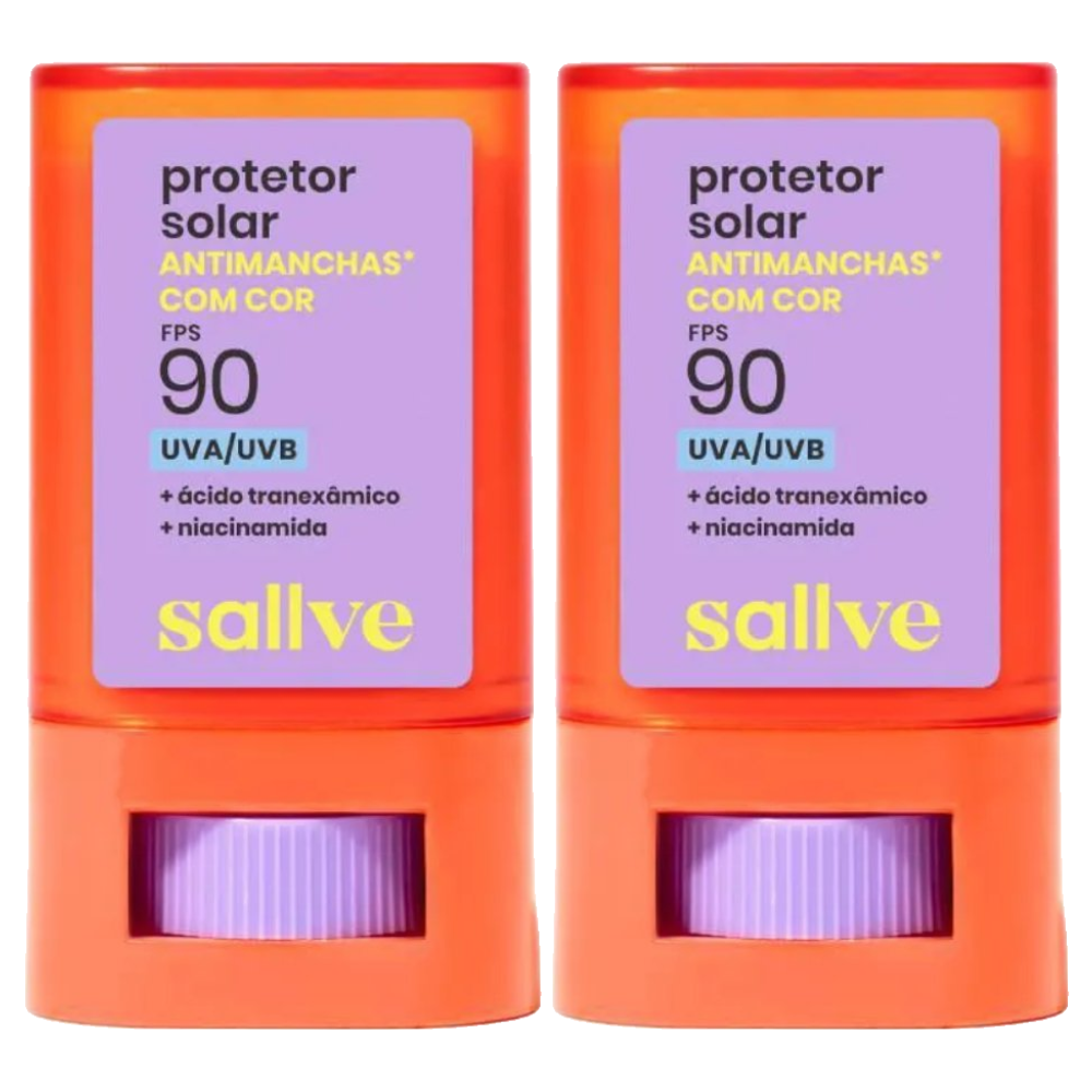 Kit Protetor Solar Facial Stick Sallve Cor 4 Fps 90 15g 2 Unidades