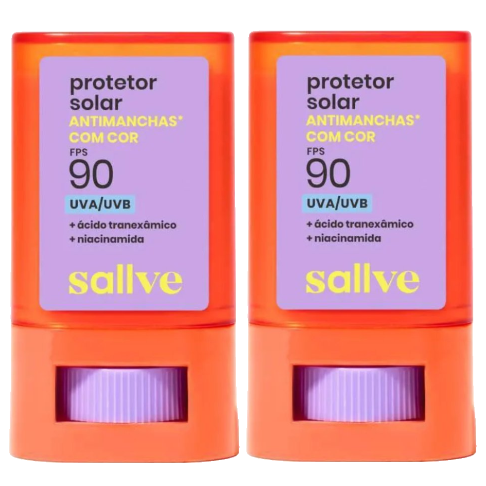 Kit Protetor Solar Facial Stick Sallve Cor 1 Fps 90 15g 2 Unidades