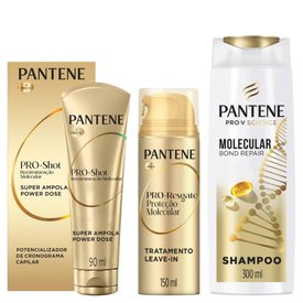 Kit Capilar Pantene Molecular Bond Repair Ampola De Tratamento Capilar 90Ml + Leave In 150Ml + Shampoo 300Ml