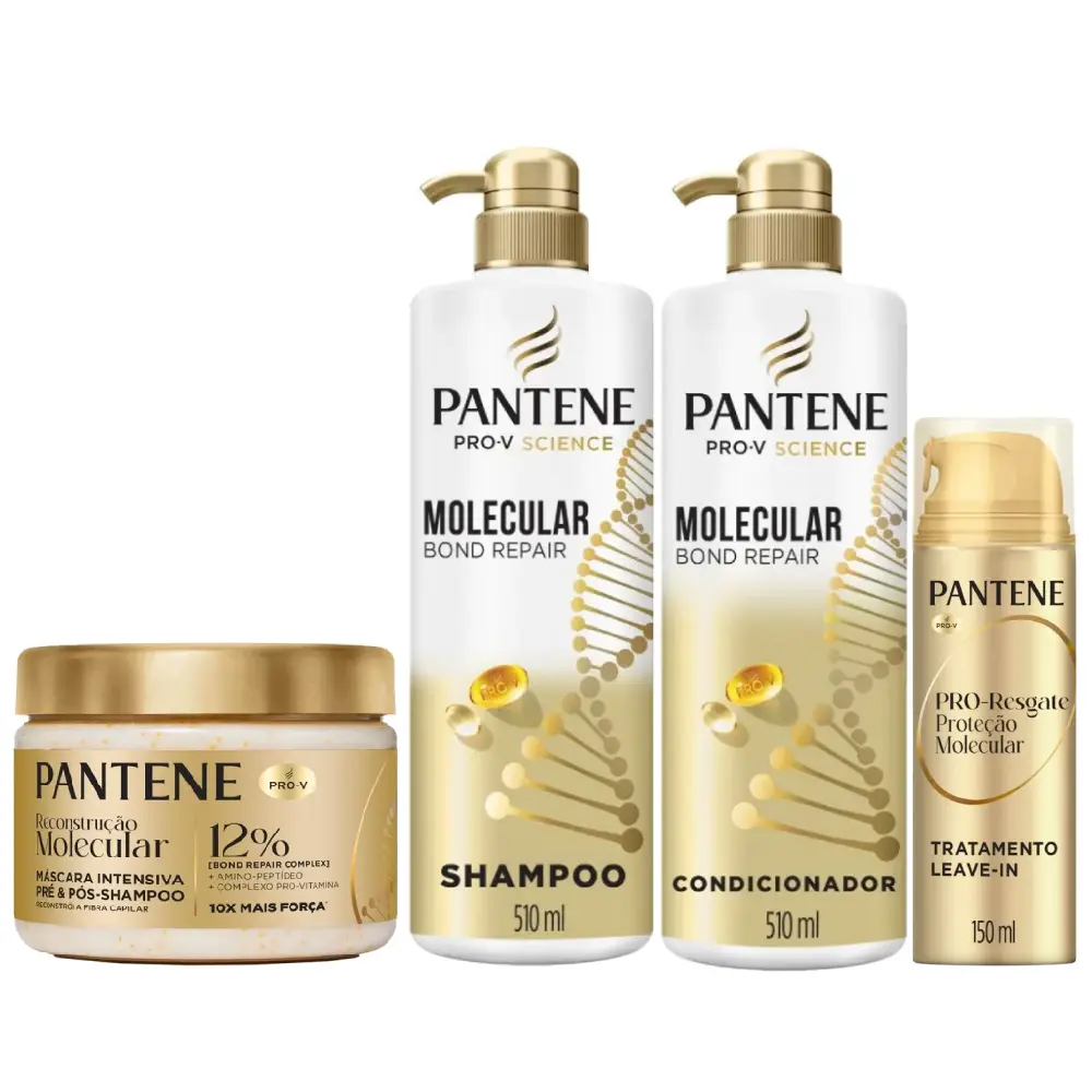 Kit Capilar Pantene Molecular Bond Repair Leave In 150Ml + Condicionador 510Ml + Shampoo 510Ml + Máscara De Tratamento 270Ml