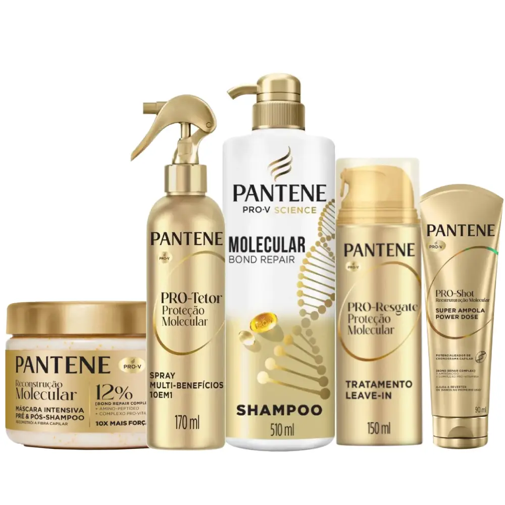 Kit Capilar Pantene Molecular Bond Repair Shampoo 510ml + Spray Capilar 170ml + Ampola De Tratamento 90ml + Máscara De Tratamento 270ml + Leave In 150ml
