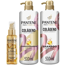 Kit Capilar Pantene Pro V Miracles Colágeno Hidrata Resgata Condicionador 510ml + Leave In E Óleo Finalizador Capilar Milagroso 95ml + Shampoo 510ml