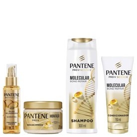 Kit Capilar Pantene Leave In E Óleo Finalizador Capilar Milagroso 95Ml + Máscara De Tratamento Hidratação 270Ml + Shampoo Molecular Bond Repair 300Ml + Condicionador Molecular Bond Repair 150Ml